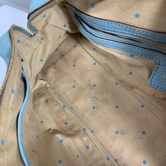 KATE SPADE Light Blue Pebbled Leather Barrel Baguette Shoulder Hand Bag - Picture 15 of 16